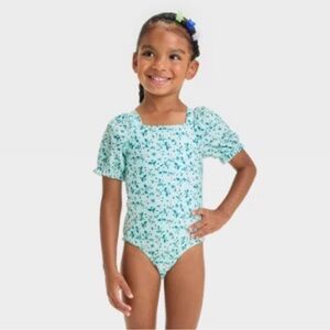 Cat & Jack Teal Floral Kids One Piece